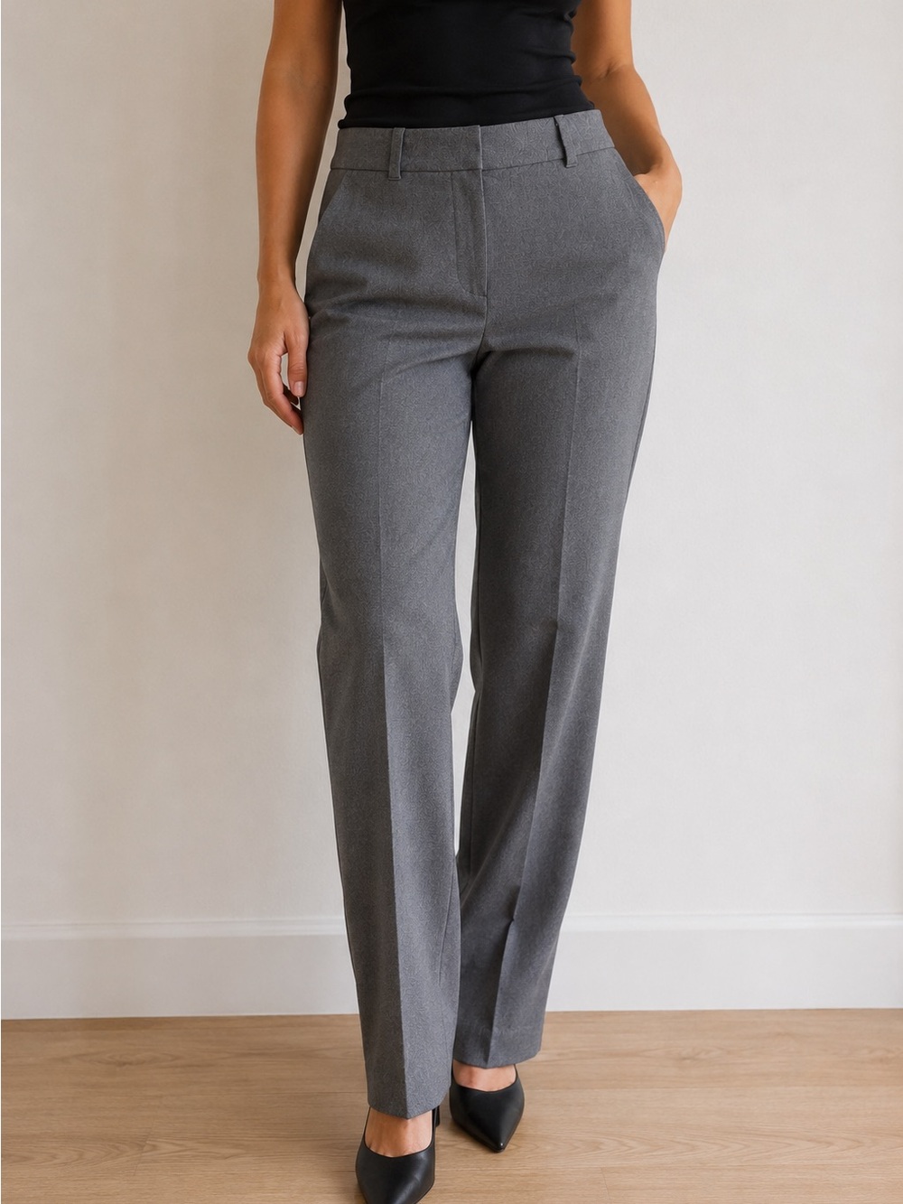 H&M Tailored Straight-Leg Trousers - Gray